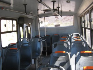 Empty bus at start of each trek